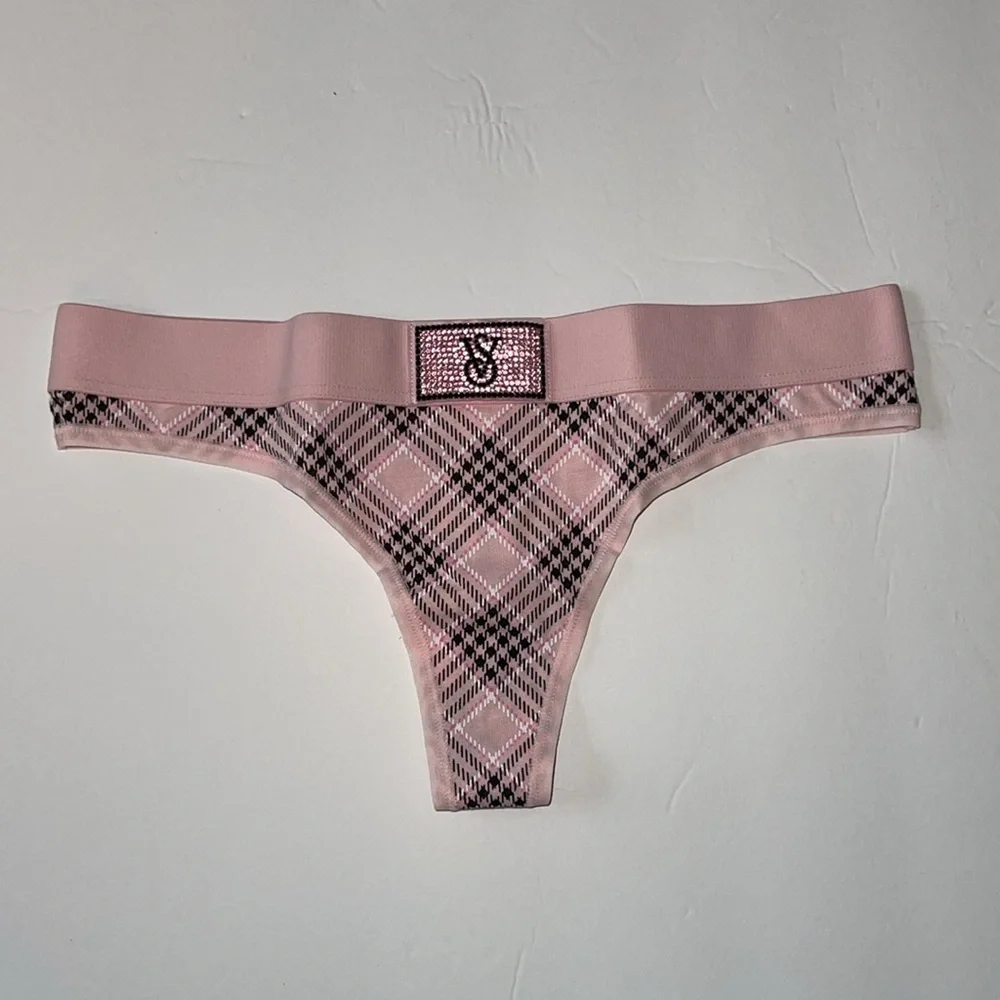 Victorias Secret Logo Cotton Shine Patch Thong Panty Underwear. NWT - Picture 4 of 11